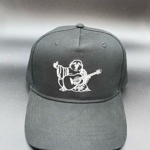 True Religion Guitar Buddha Logo Hat Cap Black  Strapback Adjustable NWT